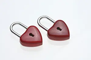 Exempt Plate Graphic Design Drucke: Two small red padlocks