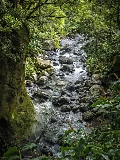 Eroded Rock Formations Drucke: Small river flowing in a gorge