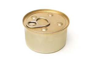 Aluminum Container Drucke: Small tin can isolated on a white background