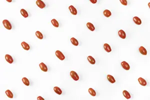 Creative Food Photography Drucke: Small tomatoes cherry top view