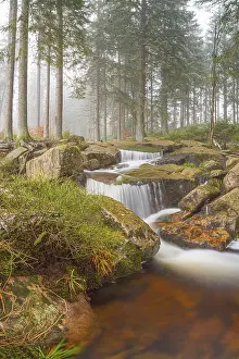Central Europe Landscape Shot Drucke: Small waterfall, Kalte Bode, Harz