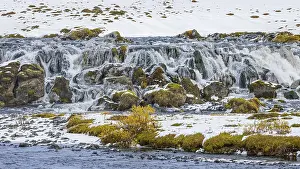 Protected Area Landscape Photo Drucke: Small waterfall, onset of winter