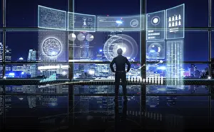 Big Data Analysis Drucke: Smart financial analytics working at modern office with big data
