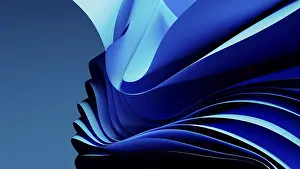 Abstract Blue Wave Design Drucke: Smooth, flowing blue waves form an abstract background