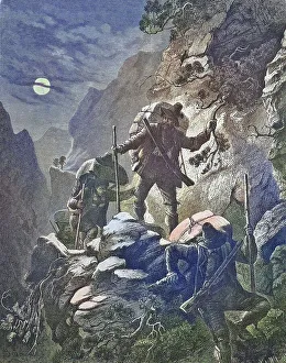 Schmugglerzug bei Nacht im Alpenland