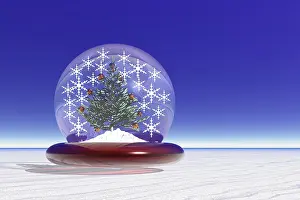 Christian Faith Illustrations Drucke: Snow globe, winter landscape, 3D computer graphics