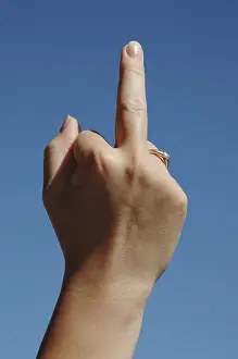 Hand Gesture Communication Drucke: Give so. the bird