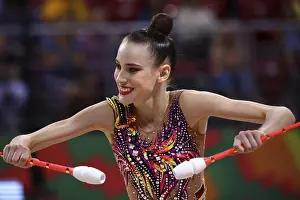 Drucke von Sofia, Bulgarien - 15. September 2022: Darja Varfolomeev von Deutschland in Aktion während der 39. FIG Rhythmische Gymnastik-Weltmeisterschaften Sofia Drucke: Sofia, Bulgarien - 15. September