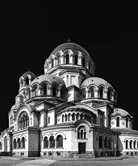 Drucke von Sofia, Bulgarien, 30. Oktober 2022: schwarz-weißes Bild des Sankt-Alexander-Nevski-Doms in der Innenstadt von Sofia Sofia Drucke: Sofia, Bulgarien, 30