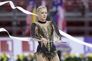 Fitness And Health Competition Drucke: Sofia, Bulgaria - 6 May, 2017: Nicol Ruprecht from Austria performs during Rhythmic Gymnastics World Cup Sofia 2017