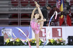 International Rhythmic Gymnastics Tournament Drucke: Sofia, Bulgaria - 6 May, 2017: Nastasija Gvozdic from Serbia performs during Rhythmic Gymnastics World Cup Sofia 2017