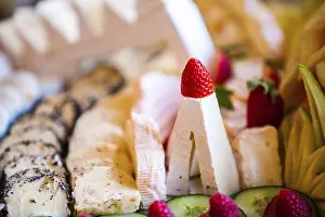 Cheese Nutrition Facts Drucke: Soft cheese on a platter at a buffet