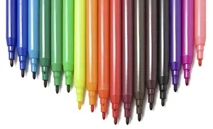 Colorful Art Supplies Drucke: Soft-tip pens isolated on white background