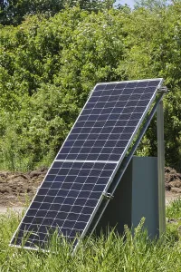 Solar Power Generation System Drucke: Solar panel on a field, Quebec, Canada