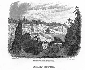 Southern Germany Illustration Drucke: Solnhofen, quarry, drawing by Lebschee