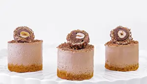 Sweet Breakfast Meal Ideas Drucke: Souffle cake with hazelnuts isolated