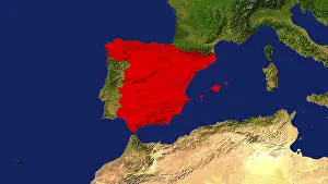 Drucke von Spanien wurde rot Karte Drucke: Spanien wurde rot.