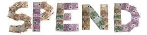 Euro Banknote Drucke: Spend, written with bank notes