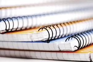Office Supply Still Life Drucke: Spiral notebooks