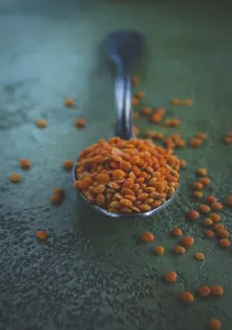 Vibrant Food Still Life Drucke: A spoon rests on a textured surface