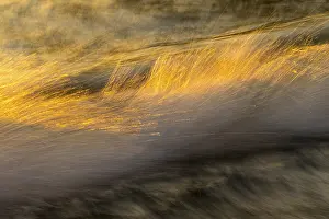 Beach Sunset Drucke: Spray, waves on the beach, sunset
