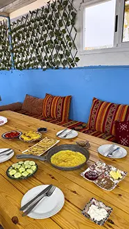 North African Cuisine Drucke: Spread of moroccan breakfast dishes