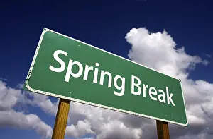 Christian Tradition Picture Drucke: Spring break road sign with dramatic clouds and sky