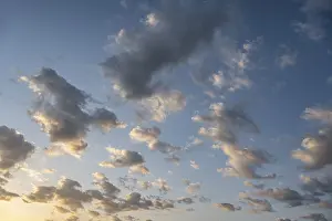 Cumulus Humilis Cloud Formations Drucke: Spring clouds, shortly in front of sunset