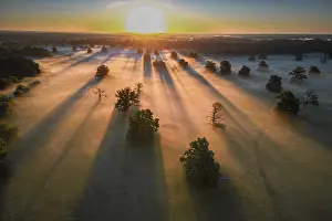 Eastern Germany Landscape Photo Drucke: Spring fog, Germany from above