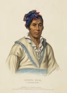 Historical Native Americans Drucke: Spring Frog. A Cherokee Chief (1838)