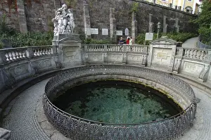 Danube River Source Drucke: Spring, source of th. Danube, Donaueschingen
