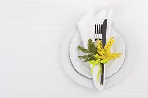 Holiday Meal Ideas Drucke: Spring table setting with mimosa