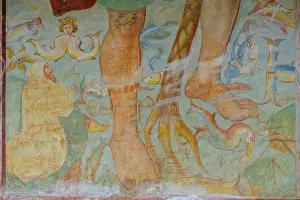 European Sacred Architecture Drucke: St. Christopher, fresco on the outer wall