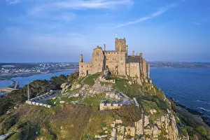 St Michaels Mount Drone View Drucke: St Michaels Mount from a drone