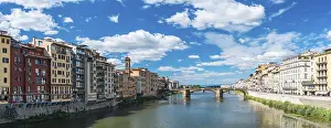 Ponte Vecchio Florence Drucke: St Trinity Bridge from Ponte Vecchio over Arno River