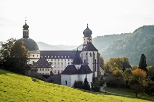 Southern Germany Hilly Landscape Drucke: St. Trudpert Monastery in Munstertal