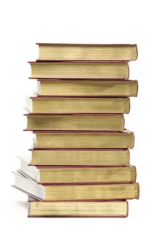 Deserted Book Pile Drucke: Stack of books isolated on a white background