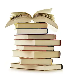Literature Study Space Drucke: Stack of books isolated on white background