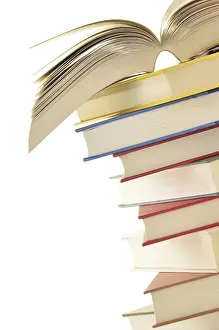 Studio Shot Books Drucke: Stack of books isolated on white background