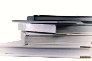 Isolated White Background Images Drucke: Stack of books isolated on white background