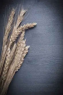 Deserted Agricultural Scene Drucke: Stack of ears of wheat on vintage board
