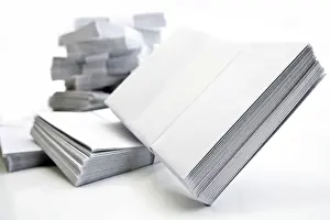 Still Life Studio Photography Drucke: Stack of envelopes