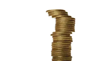 Euro Coin Stack Drucke: Stack of euro coins, stack of money