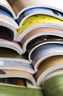 Environmental Awareness Photo Drucke: Stack of open magazines