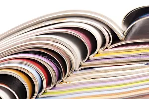 Environmental Conservation Photography Drucke: Stack of open magazines