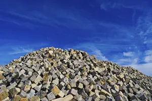 Deserted Cobblestone Road Drucke: Stack of paving stones, Upper Austria, Austria