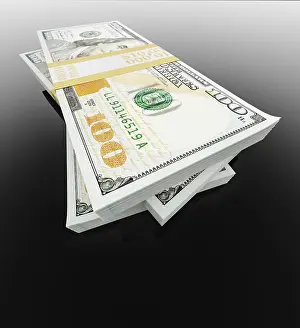 Drucke von Haufen von dreißigtausend Dollar in hundert-Dollar-Scheinen auf schwarzem Reflexionsfläche Clackmannanshire Drucke: Haufen von dreißigtausend Dollar in hundert-Dollar-Scheinen auf schwarzer reflektiver Oberfläche