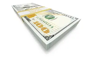 Drucke von Eine Stapel von zehntausend Dollar in hundert-Dollar-Scheinen, isoliert auf weißem Hintergrund Clackmannanshire Drucke: Stapel von zehntausend Dollar in hundert-Dollar-Scheinen
