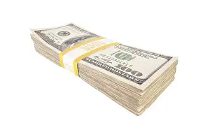 One Hundred Dollar Bill Drucke: Stack of ten thousand dollars worth of one hundred dollar bills isolated on white background