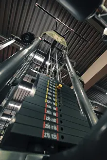 Fitness Exercise Equipment Drucke: Stack of weights in gym machine